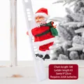 Babbo Natale elettrico che sale la scala da 65 cm per decorazioni natalizie a casa - Babbo Natale su scala dritta (bianca)