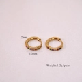 Macro detail of 12mm 14K gold plated earrings with colorful micro-pave zircons - Multicolor Rhinestone (2*12mm)