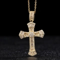 Luxury gold cross pendant necklace with sparkling white zircons for a stylish look - Gold Luxury Full Diamond Cross (0100V)