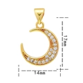 Golden crescent moon pendant with sparkling cubic zirconia stones and 17x14mm dimensions - Gold White Zirconia-Moon 064
