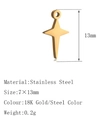 Star shaped stainless steel pendant charm in 18k gold and steel color finish 7x13mm - DY466 Starburst Gold