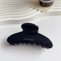 Grande pince à cheveux noire en acétate faite à la main avec lettrage doré France - Noir