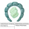 Green plush cloud headband and wristbands set with size dimensions for face washing - 19-velvet Blue Headband + 1 Pair Of Wristbands