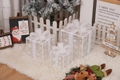 Three-piece set of white glowing Christmas gift boxes with delicate snowflake patterns - White Mesh Snowflake Christmas Gift Box