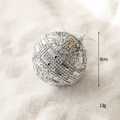 Sparkling silver 8cm Christmas ball with glitter and mirror accents for tree decor - Silver Rhinestone Studded Ball