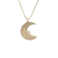 Goldene Mond-Halskette mit Mama-Schriftzug und funkelnden Zirkoniasteinen besetzt - Goldener Mond MAMA