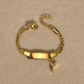 Gold stainless steel ID bracelet featuring a letter Y charm with pavé crystals - Gold Letter Y