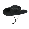Dettaglio cappello da sole nero con pannelli in rete traspirante e cordino regolabile - Nero