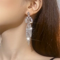 Elegante silberne Quastenohrringe mit funkelnden Strasssteinen und Zirkonia-Fransen - Silber Geometrische Quaste (DTE1617007S)