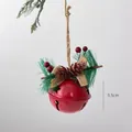 Campana natalizia rossa da 5,5cm in ferro con aghi di pino e pigne per decorazioni - Campanella Rotonda Grande Rossa
