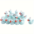Set of light blue resin duck charms with silver rings for DIY jewelry and keychains - Bulk Pendant / Blue