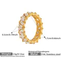 Detailed dimensions of 18k gold plated stainless steel ring with triangle zircon - US 7 / Gold White Zirconia