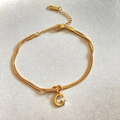 Double-layered gold stainless steel snake chain bracelet featuring a letter G pendant - Gold-G