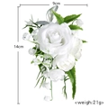 Weiße Ansteckblume aus Seide mit Maiglöckchen, 14cm Höhe für Hochzeitsanzüge - Weiße Rose Ansteckblume