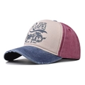 Cappellino baseball vintage lavato con stampa New York Riders e visiera consumata - Regolabile / Rideus Rosso Vino