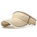 Beige open-top sun visor with breathable mesh, reflective sport label and long brim - Adjustable / Beige