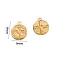 Golden round irregular pendant with cross design and beaded edges for DIY jewelry 19x16mm - Model F 19x16mm