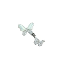 Pendentif papillon en or 18 carats avec nacre naturelle et cristaux de zircon brillants - Double Papillon Or Blanc (Coquille Blanche)