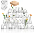 32-pack assortment of transparent glass vases in various embossed shapes for home decor - Clear (32 Pieces Set)
