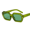Retro green translucent geometric hexagonal small frame sunglasses in candy color finish - Green Frame / Green Lens