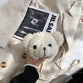 Cute white plush bear shaped crossbody bag for women with soft faux fur texture - Off-white