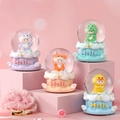 Pink glowing crystal ball with a cute dinosaur figurine on a winged base night light - Cartoon Baby (NO.18卡通崽崽) / 45# Light + Snow (Random One)
