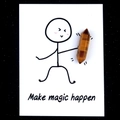 Healing brown tiger eye crystal hexagonal point with 'Make magic happen' greeting card - Tiger's Eye