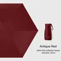 Mini 15cm flat foldable UV umbrella in burgundy red with a compact storage design - No Box / Retro Red