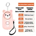 Pink bear personal safety alarm with 130dB siren, LED light and metal keychain - Chinese Packaging / Bear / Dusty Pink