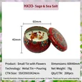 Sage Sea Salt Scented Candle in Mandala Tin with Dried Flowers 78g 60x40mm - H33 Sage & Sea Salt