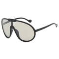 Fashion oversized one-piece shield sunglasses in glossy black frame with light grey lenses - Black Frame Light Gray Lens