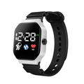 Minimalist square astronaut digital watch with white case and black silicone strap - White Dial Black Strap
