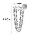Silver bow chain labret stud with cubic zirconia in titanium and copper finish - Five-Stone Row Tassel Style (0190-10#) / Silver