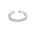 Elegant S925 sterling silver ear cuff set with rows of sparkling white cubic zirconia - Platinum White Stone