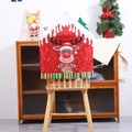 Christmas chair cover featuring a red cartoon reindeer with Warm Wishes greeting text - Colorful Cartoon Reindeer Chair Cover