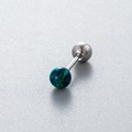 Single 4mm blue-green opal surgical steel stud earring with screw-on ball backing - Dark Green (OP19)