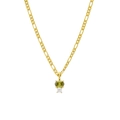 Collana placcata oro 18K con zirconi verdi e trasparenti su catena Figaro - Verde oliva con bianco