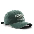 Dark green washed cotton baseball cap with white California 1850 embroidery detail - Dark Green