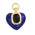 Golden heart pendant with deep blue enamel and rectangular gemstone for DIY jewelry - L267027-Dark Blue Blue Square Zirconia Heart
