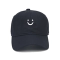 Kids black cotton baseball cap featuring a cute white embroidered smile on the front - Kids 52-54cm / Black
