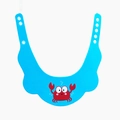 Blue adjustable baby shower cap with a cute red cartoon crab print for waterproof ear protection - Fish Bath Hat Crab Blue