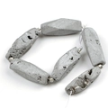 Klassieke achthoekige grijze druzy agaat kralenstreng met metallic glanzende kristallen - Achthoekig 8-12*30-35mm (6 stuks) / Verguld Wit K