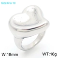 Anillo de corazón plateado minimalista en acero inoxidable pulido para mujer ajustable - US 7 / Estilo de Corazón Sólido y Atrevido (KR110697-K) / Color Acero