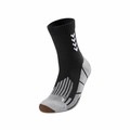 Cushioned athletic crew socks with breathable tricolor patchwork design in grey and brown - LR04 Black No.09