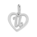 High-quality stainless steel heart-shaped pendant featuring a cut-out initial U charm - Letter-U / Silver