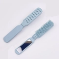 Mini spazzola pieghevole blu portatile con specchio integrato e design cavo - Blu Chiaro