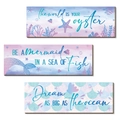 Set di 3 decorazioni murali in legno a tema oceano, sirena in blu e viola sfumato - Stile A(M24Y50271_Q) / Set di 3