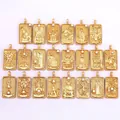 Set of 22 gold tarot card pendants with cubic zirconia inlay on white background - 22pcs Set
