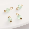 Green faceted stone bead charm with gold metal loop for DIY jewelry making - 4mm (5 Pcs/Pack) / Light Green Cat's Eye