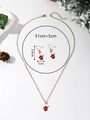 Parure de bijoux de Noël avec collier gants en émail rouge et boucles d'oreilles - XL19-Gant de Noël